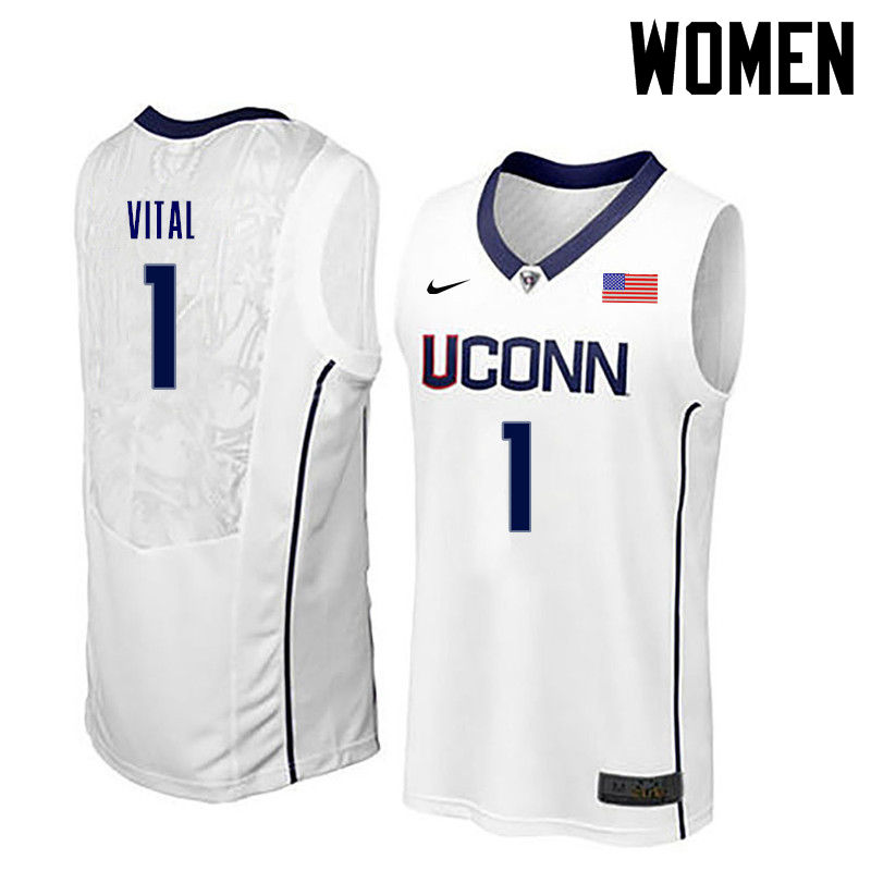 Women Uconn Huskies #1 Christian Vital College Basketball Jerseys-White - Click Image to Close